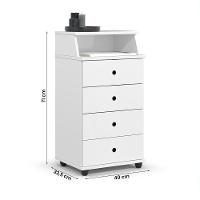 Mesa De Cabeceira Quarto Luxo New Ii Com 4 Gavetas Branco Branco - 2