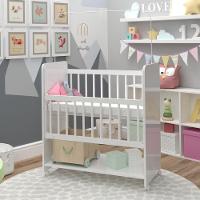 Mini Berço Compacto Portátil Para Bebê Com Grade Movel Rodízio Colchão E Prateleira Branco