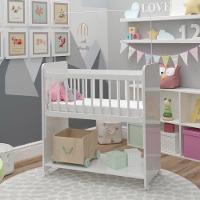 Mini Berço Compacto Portátil Para Bebê Com Grade Movel Rodízio Colchão E Prateleira Branco - 5