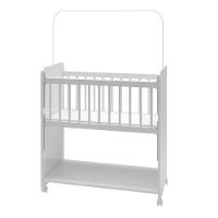 Mini Berço Compacto Portátil Para Bebê Com Grade Movel Rodízio Colchão E Prateleira Branco - 6