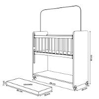 Mini Berço Compacto Portátil Para Bebê Com Grade Movel Rodízio Colchão E Prateleira Branco - 7