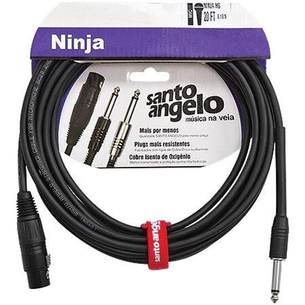 Cabo De Microfone Ninja Hg 0,20 Mm Conector P10-xlr Femea 20ft 6,10 Metros Preto - 1
