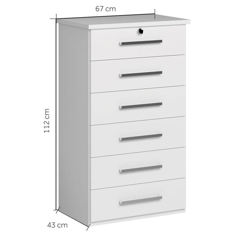 Cômoda Grande 6 Gavetas Com Fechadura 1327 Ilan Branca - 3