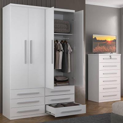 Guarda Roupa Modular 1304 4 Portas 6 Gavetas Branco Móveis Ilan