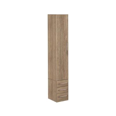 Guarda-roupa De 1 Porta Com 3 Gavetas 1232 Esquerdo Castanho