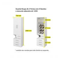 Guarda-roupa De 2 Portas Com Mesa De Cabeceira 1224 Esquerdo Branco - 5