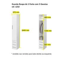 Guarda-roupa De 1 Porta Com 3 Gavetas 1232 Esquerdo Carvalho Claro
