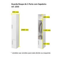 Guarda-roupa De 1 Porta Com Sapateira 1233 Esquerdo Carvalho Claro - 2