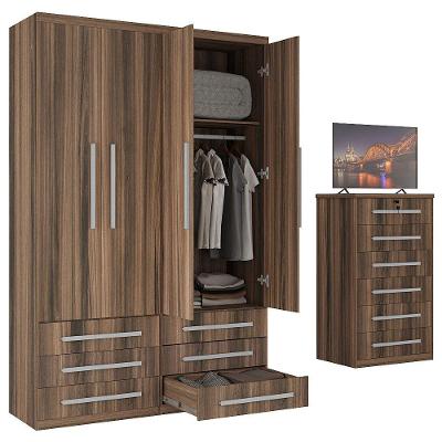 Guarda-roupa 4 Portas 6 Gavetas Modular 1304 Ilan San Remo