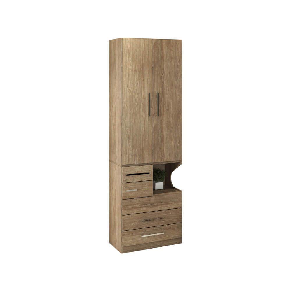 Guarda-roupa De 2 Portas Com Mesa De Cabeceira 1224 Esquerdo Castanho - 1