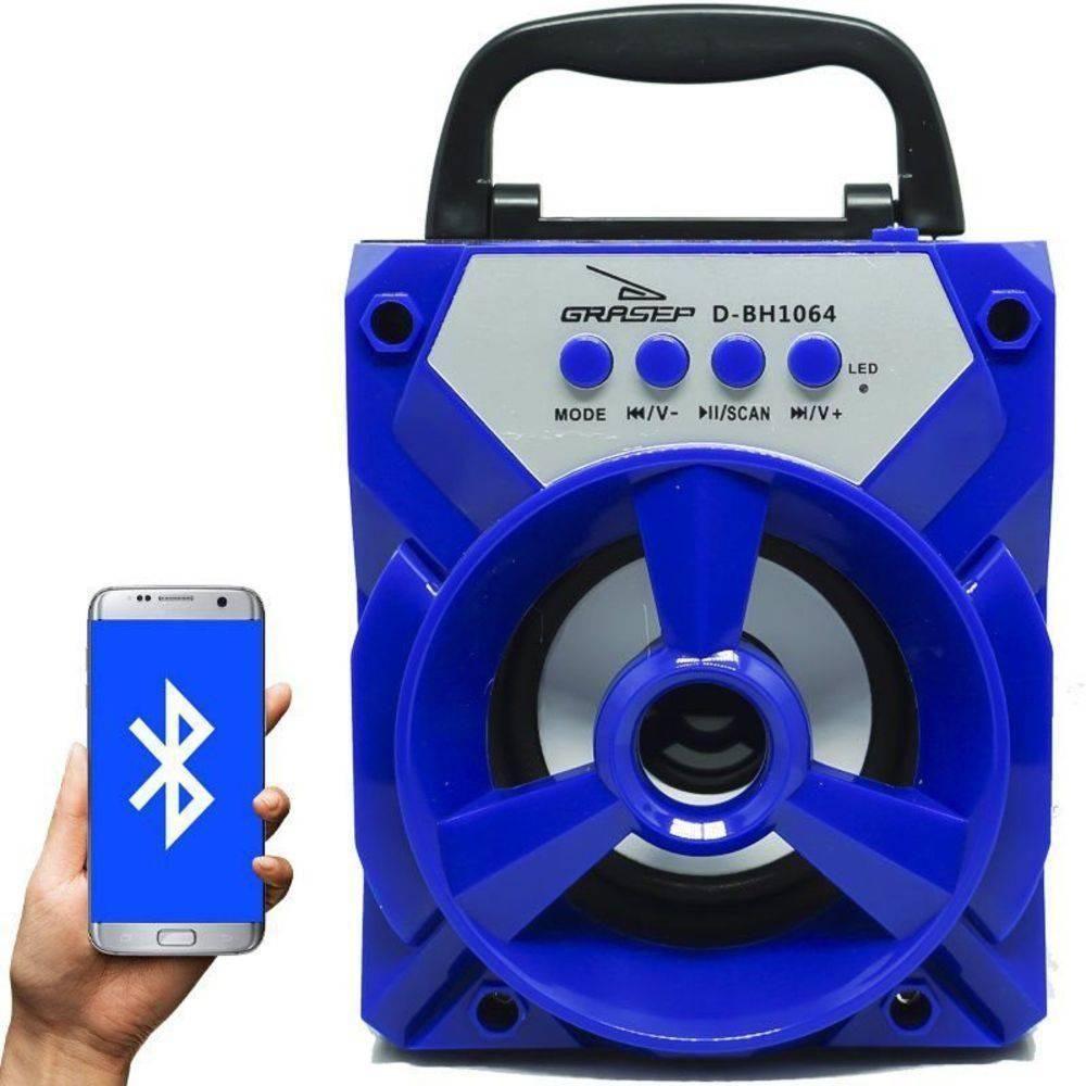 Caixa de Som Portátil Bluetooth Mp3 Usb Radio Fm Auxiliar 6w Bh1064 - Azul - 2