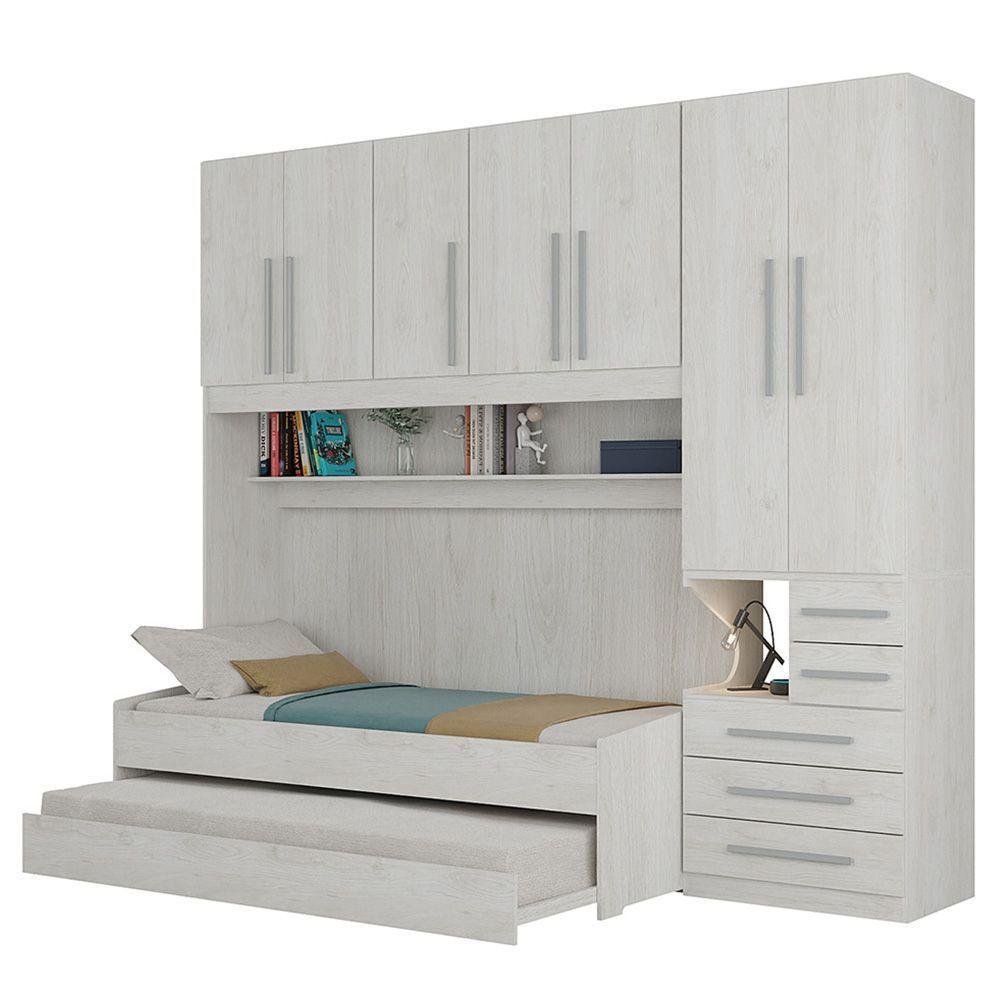 Dormitório De Solteiro Transversal 1326 Direito Carvalho Claro - 1