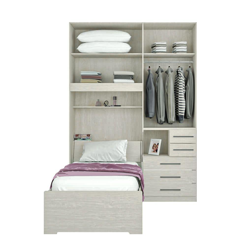 Dormitório De Solteiro 1225 Completo Direito Carvalho Claro - 6