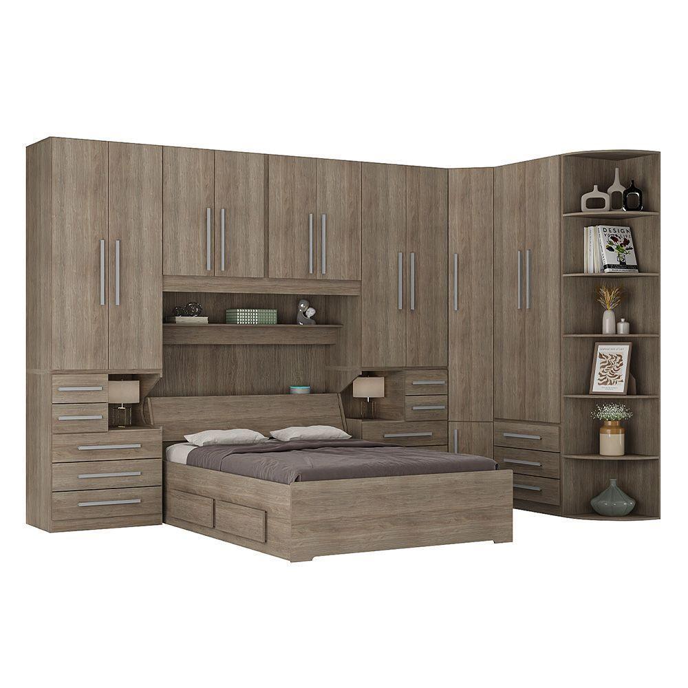 Dormitório Queen Size Sem Cama 1344s Castanho - 1