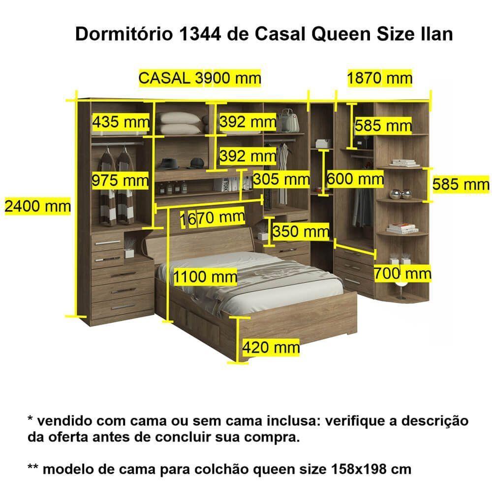 Dormitório Queen Size Sem Cama 1344s Castanho - 4