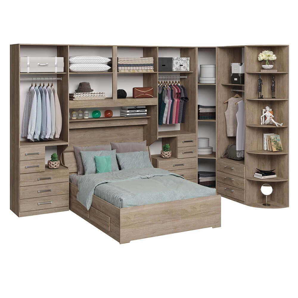 Dormitório Queen Size Sem Cama 1344s Castanho - 5