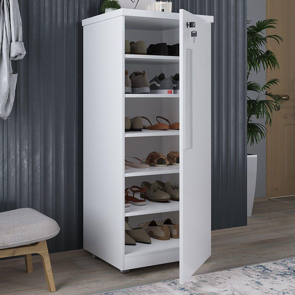 Sapateira 1 Porta Com Fechadura 5 Prateleiras 1421 Ilan Branca - 1