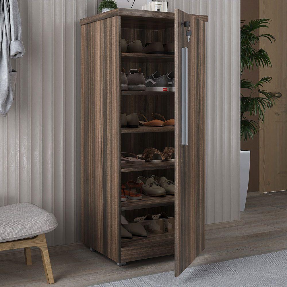 Sapateira 1 Porta Com Fechadura 5 Prateleiras 1421 Ilan San Remo - 1