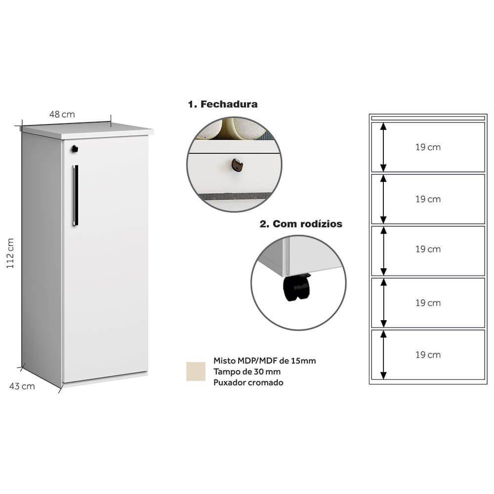 Sapateira 1 Porta Com Fechadura 5 Prateleiras 1421 Ilan San Remo - 4