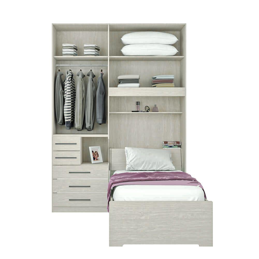 Dormitório De Solteiro Sem Cama 1225s Esquerdo Carvalho Claro - 5