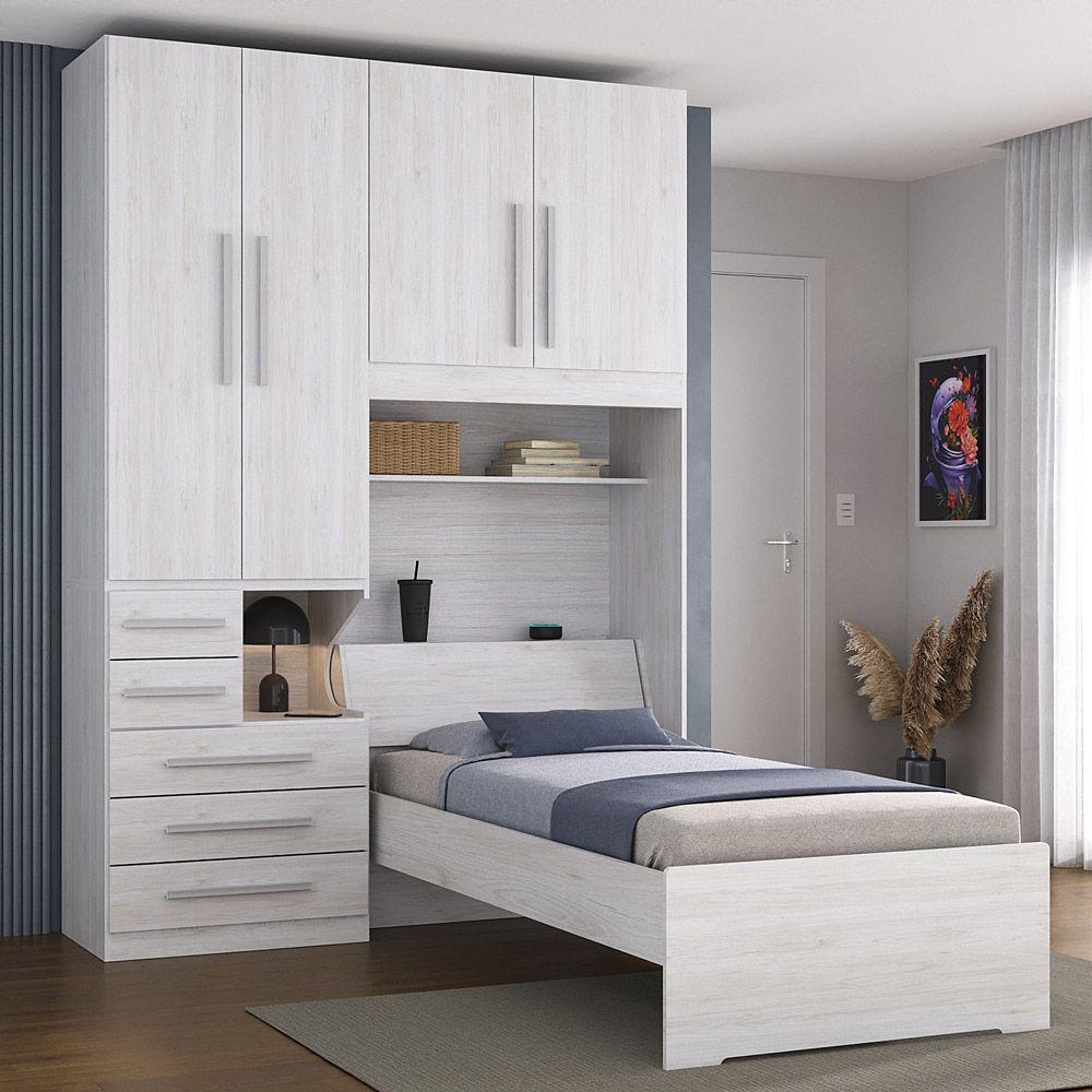 Dormitório De Solteiro Sem Cama 1225s Esquerdo Carvalho Claro - 6