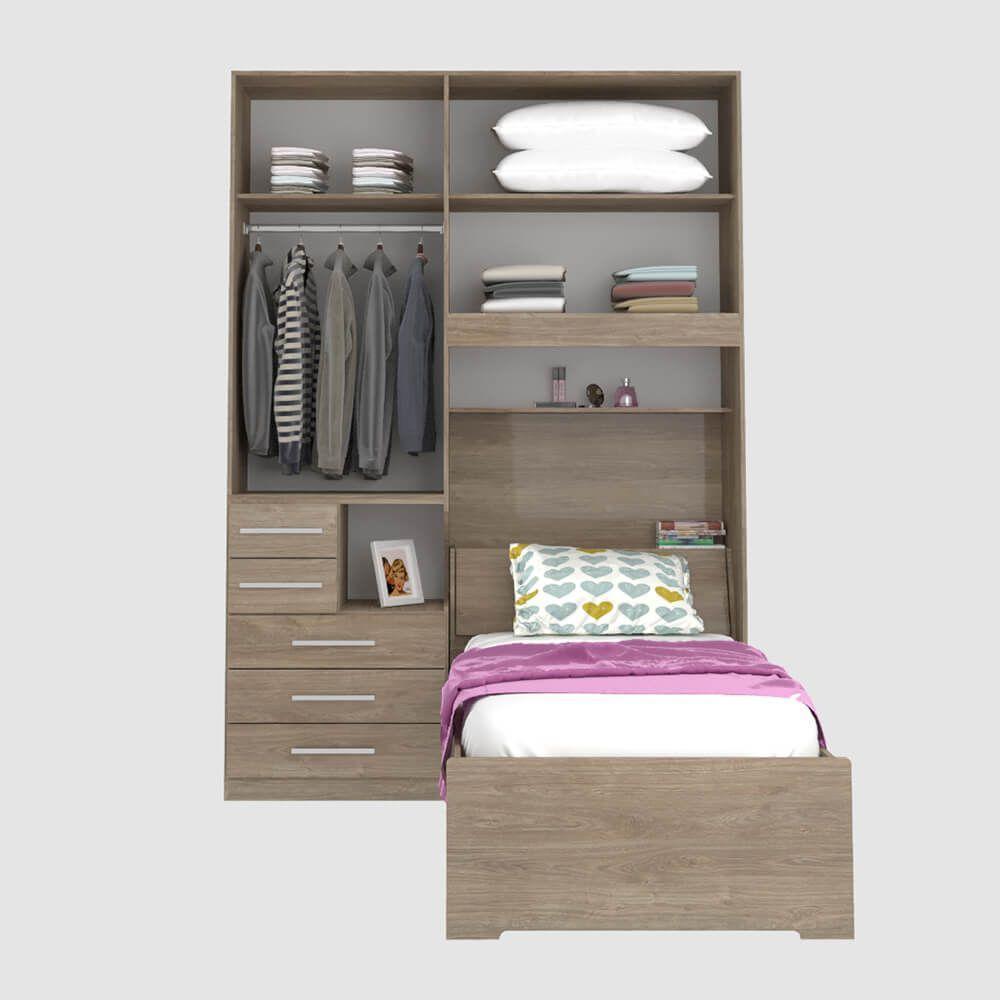 Dormitório De Solteiro Sem Cama 1225s Direito Castanho - 5