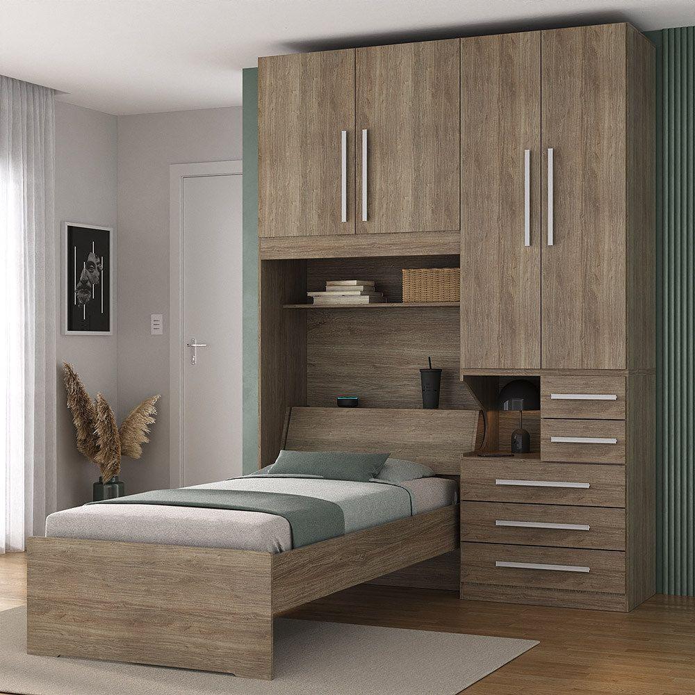 Dormitório De Solteiro Sem Cama 1225s Direito Castanho - 6