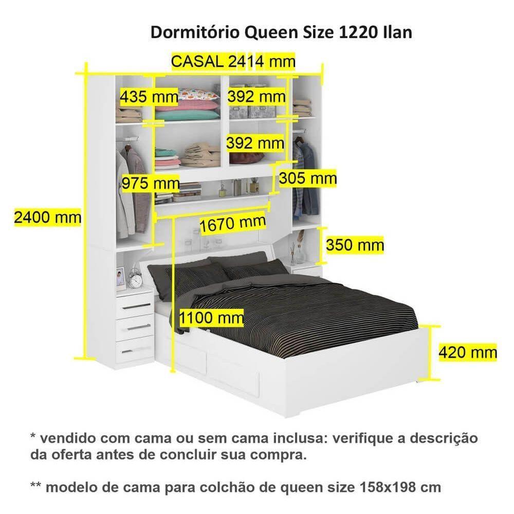Dormitório Queen Size Sem Cama 1220s Carvalho Claro - 3