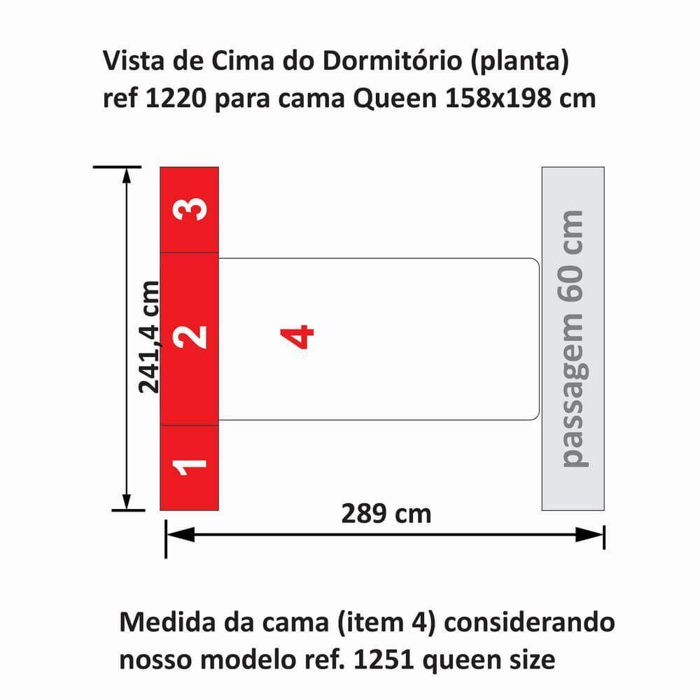 Dormitório Queen Size Completo 1220 Carvalho Claro - 4