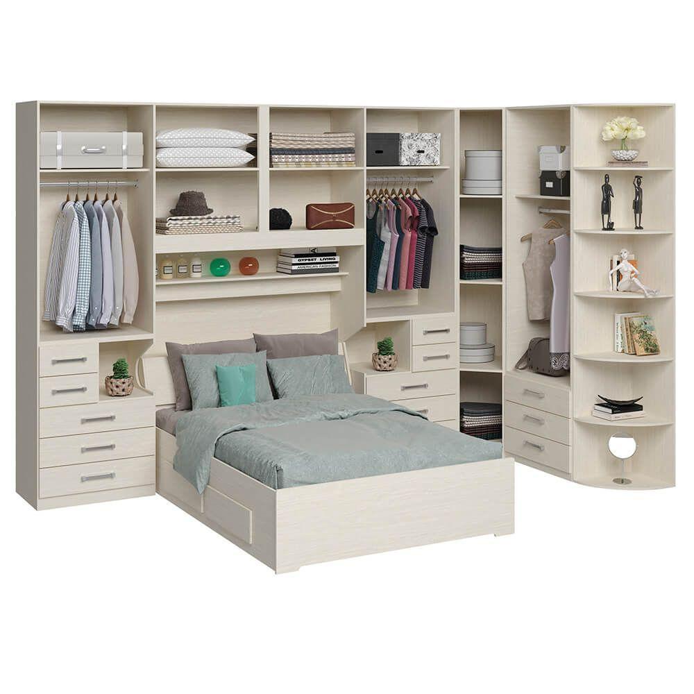 Dormitório Queen Size Sem Cama 1344s Carvalho Claro - 5