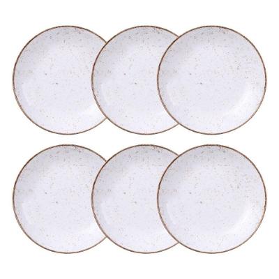 Jogo De Pratos Fundo 6 Peças Rústico 22 Cm Porcelana Decorada Tramontina