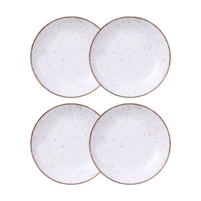 Jogo De Pratos Fundo 4 Peças Rústico 22 Cm Porcelana Decorada Tramontina