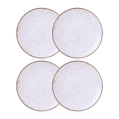 Jogo De Pratos Rasos 4 Peças Rústico 25 Cm Porcelana Decorada Tramontina