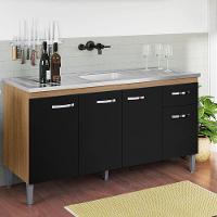 Balcão De Pia Gabriela 150 Cm Amendoa Preto - Ajl - 2