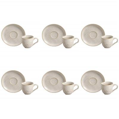 Conjunto de Xícara de Cafezinho com Pires Bio Latte Cerâmica Stoneware Bege Porto Brasil
