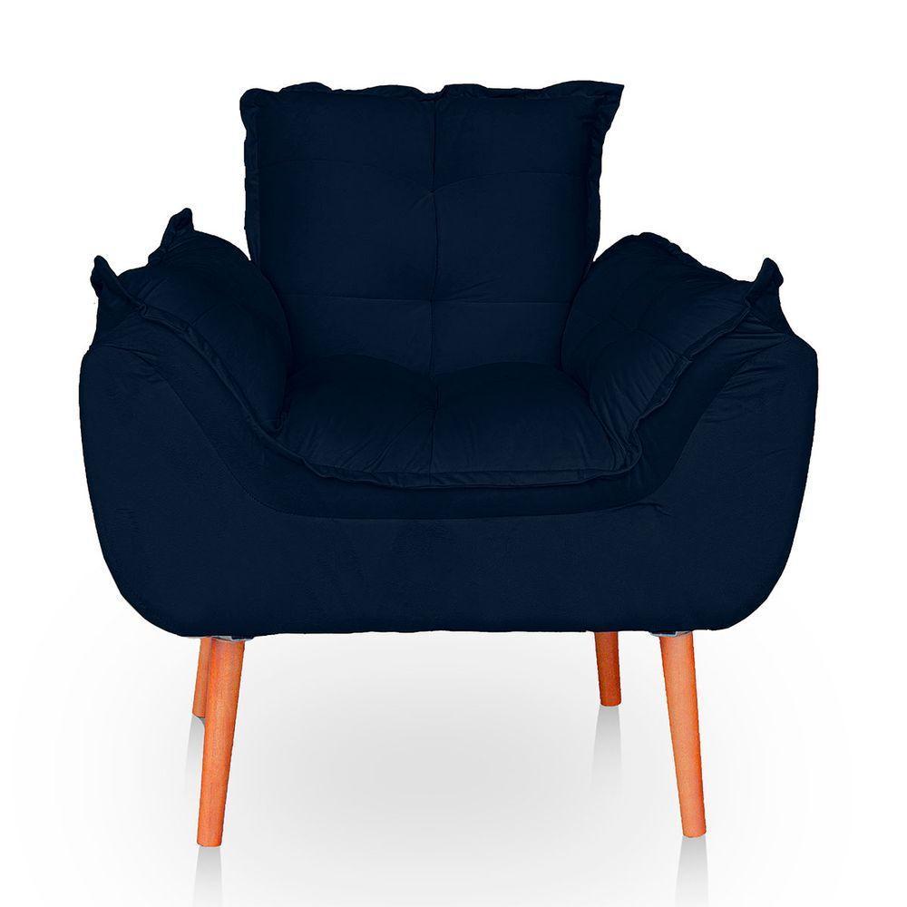 Kit 02 Poltronas Opala Para Sala Confortável Resistente Veludo Azul - 5