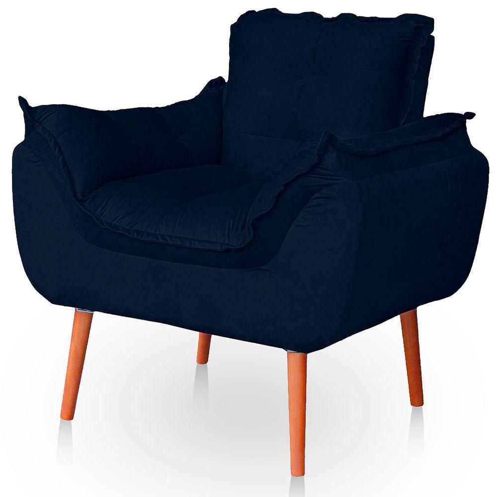 Kit 02 Poltronas Opala Para Sala Confortável Resistente Veludo Azul - 7