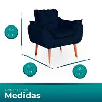 Kit 02 Poltronas Opala Para Sala Confortável Resistente Veludo Azul