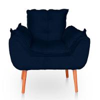 Kit 02 Poltronas Opala Para Sala Confortável Resistente Veludo Azul - 5