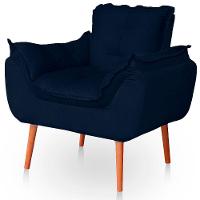 Kit 02 Poltronas Opala Para Sala Confortável Resistente Veludo Azul - 7