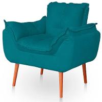 Kit 02 Poltronas Opala Para Sala Confortável Resistente Veludo Bege Azul Turquesa - 5