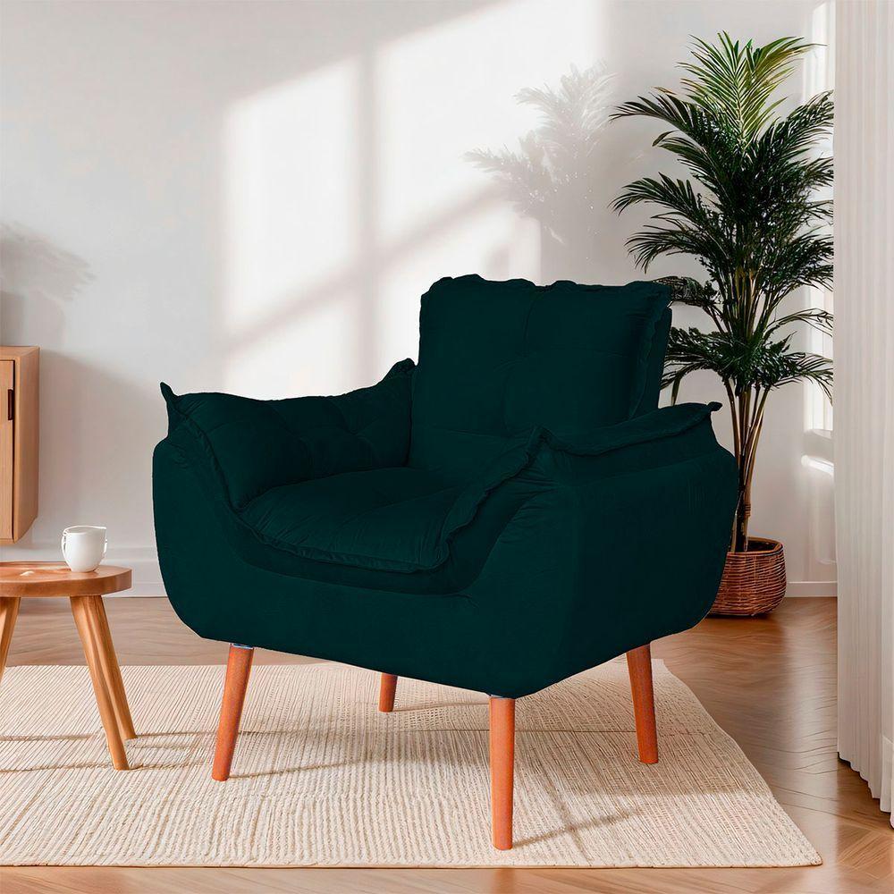Kit 02 Poltronas Opala Para Sala Confortável Resistente Verde - 6