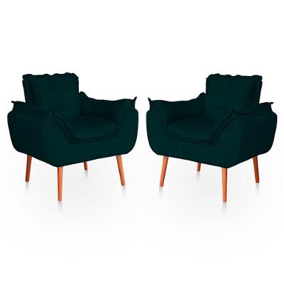 Kit 02 Poltronas Opala Para Sala Confortável Resistente Verde