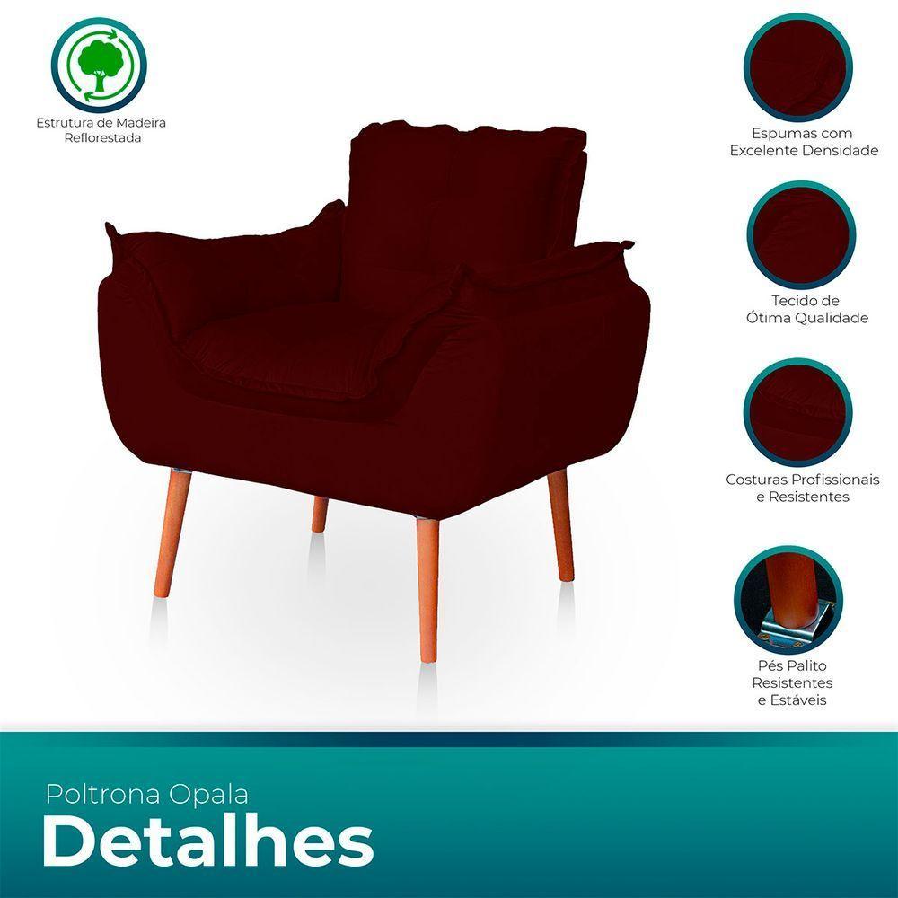 Kit 02 Poltronas Opala Para Sala Confortável Resistente Bordo - 3