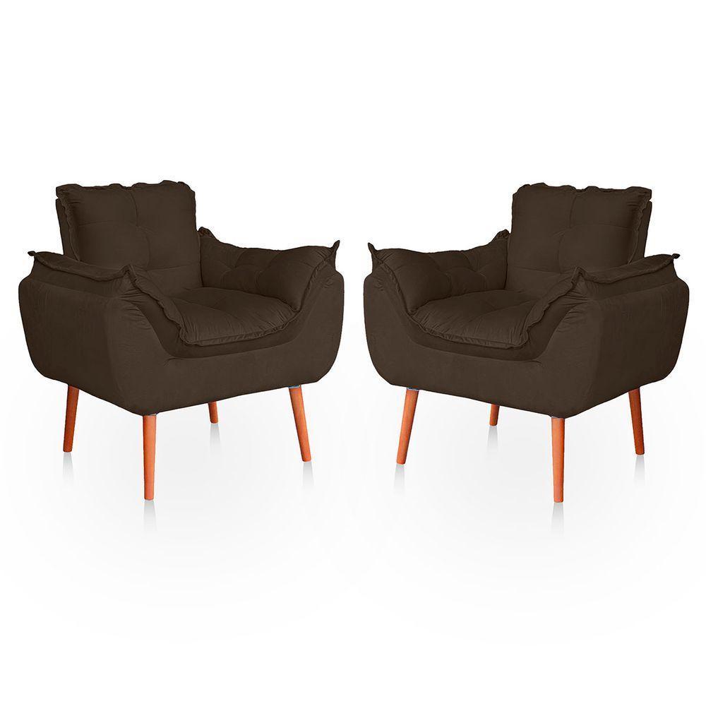 Kit 02 Poltronas Opala Para Sala Confortável Resistente Capuccino - 1