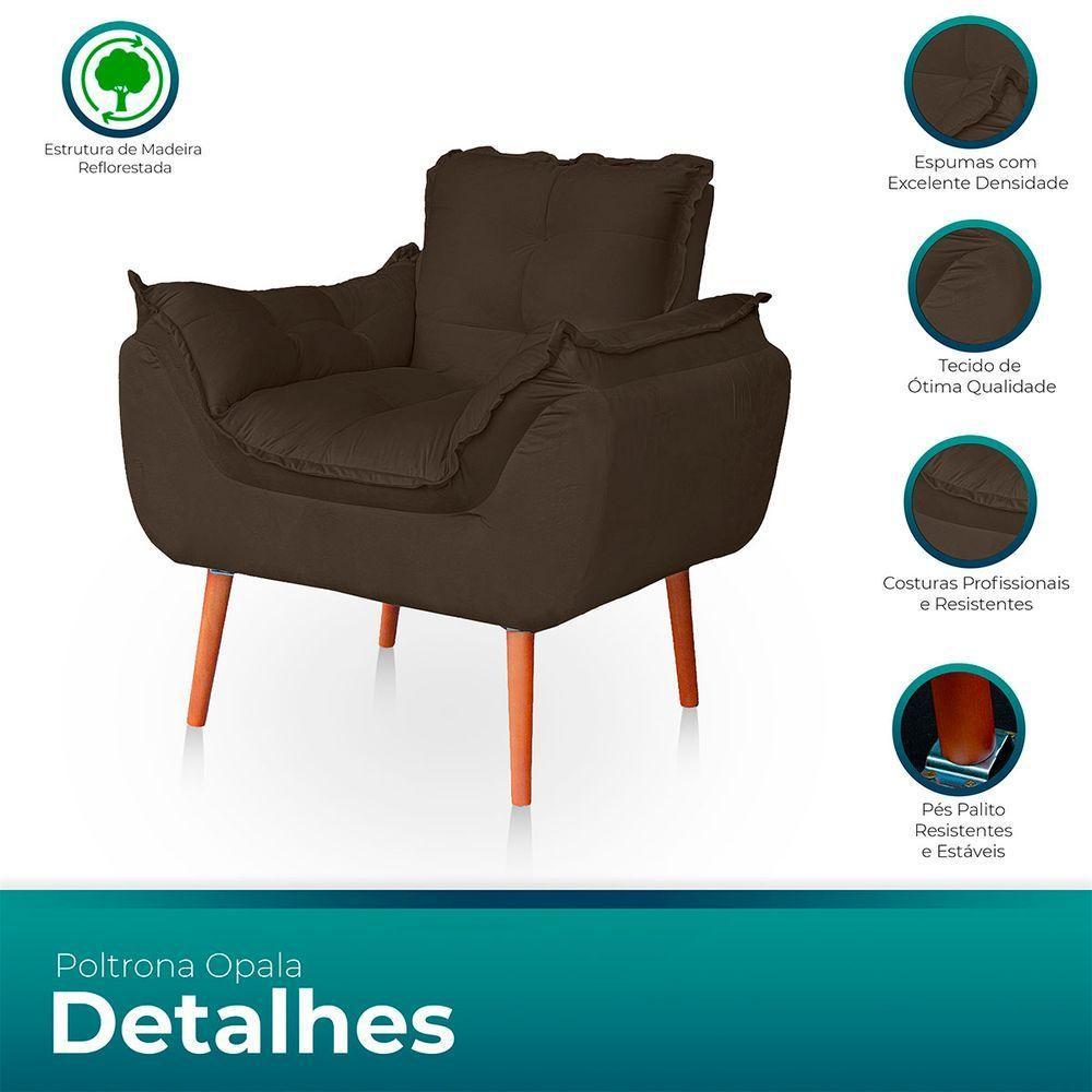 Kit 02 Poltronas Opala Para Sala Confortável Resistente Capuccino - 3