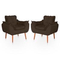 Kit 02 Poltronas Opala Para Sala Confortável Resistente Capuccino - 1