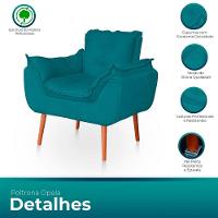 Kit 02 Poltronas Opala Para Sala Confortável Resistente Azul Turquesa - 5