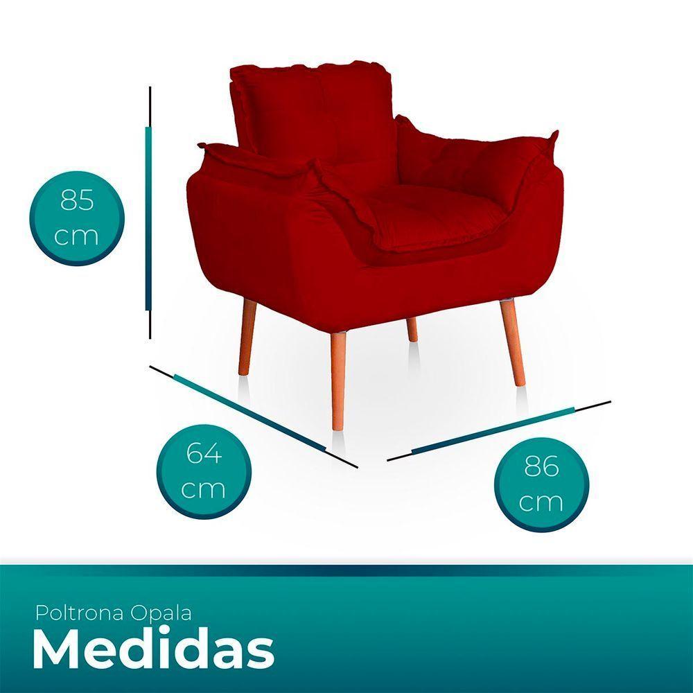Kit 02 Poltronas Opala Para Sala Confortável Resistente Vermelho - 5