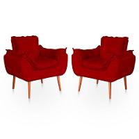 Kit 02 Poltronas Opala Para Sala Confortável Resistente Vermelho - 1